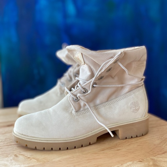 Timberland | Shoes | Timberland Bone White Fold Down Boots Womens 8 |  Poshmark